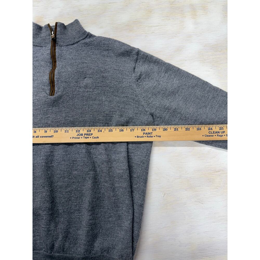 Peter Millar Gray Half-Zip Sweater with Brown Zip Placket Men's Medium - Picture 6 of 11